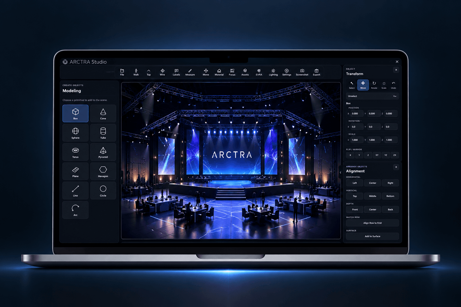 ARCTRA Eco desktop workspace shown on a laptop